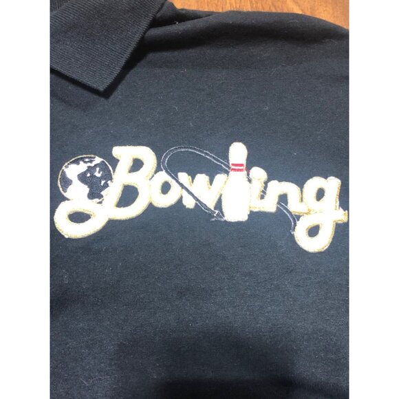 Vintage Jerzees Black Polo With Embroidered Patch Bowling Men's XXL Retro - Picture 3 of 7
